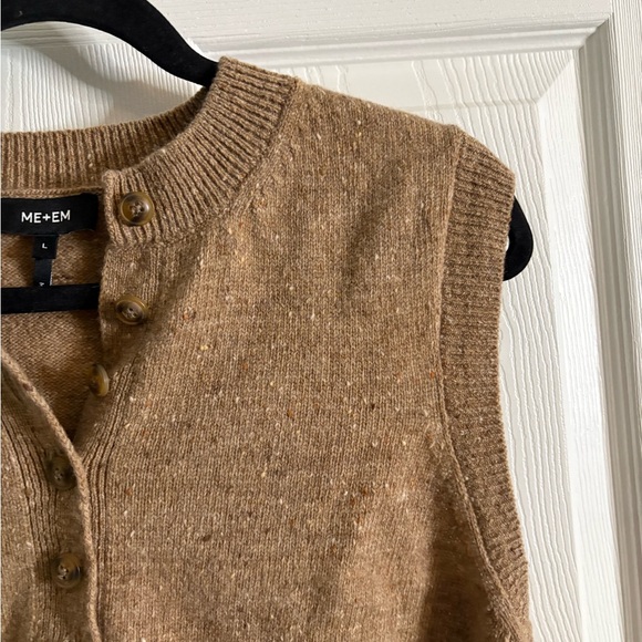 Me + Em Merino Speckle Button Neck Sweater Vest Sz Large. - Picture 5 of 8